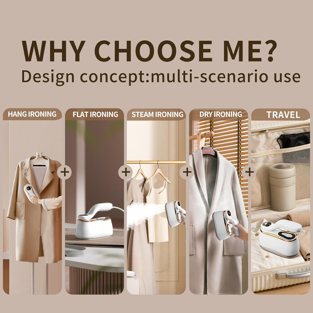 Portable Clothes Steamer175X80Mm Ceramic Glaze Panel Iron 220Ml Water Tank 1200W & 15Sfast Heat up 4-Speed Steamer for Clothes of All Fabrics Dry&Wet Iron for Home Travel Business Trip