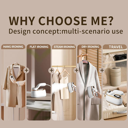 Portable Clothes Steamer175X80Mm Ceramic Glaze Panel Iron 220Ml Water Tank 1200W & 15Sfast Heat up 4-Speed Steamer for Clothes of All Fabrics Dry&Wet Iron for Home Travel Business Trip