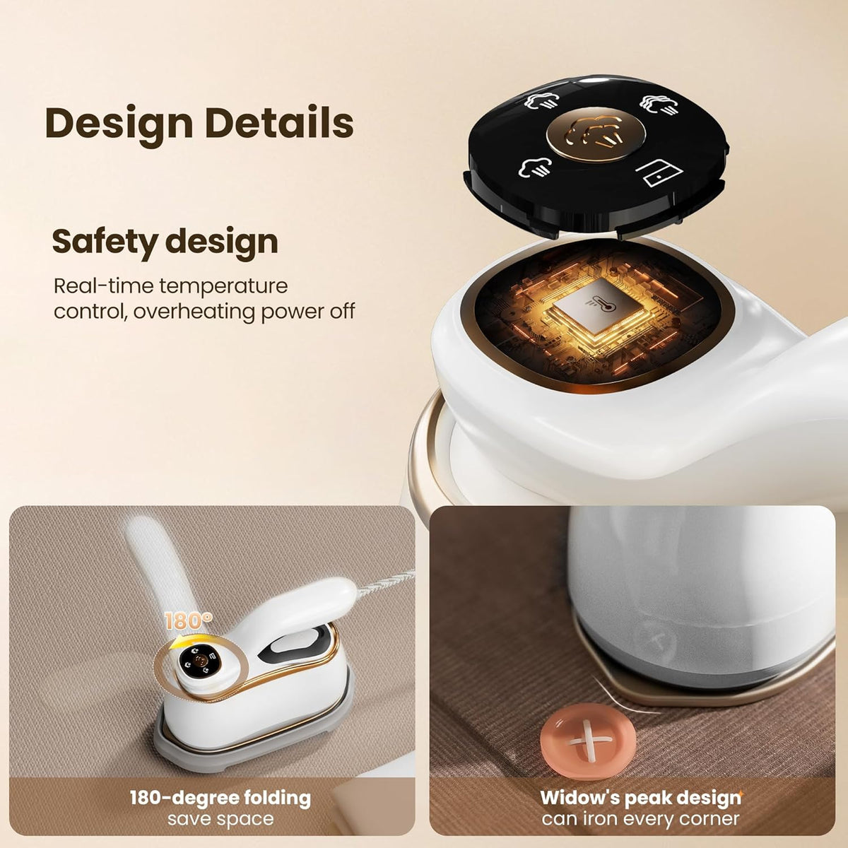 Portable Clothes Steamer175X80Mm Ceramic Glaze Panel Iron 220Ml Water Tank 1200W & 15Sfast Heat up 4-Speed Steamer for Clothes of All Fabrics Dry&Wet Iron for Home Travel Business Trip