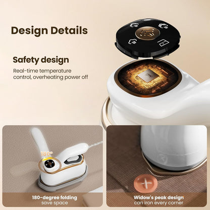 Portable Clothes Steamer175X80Mm Ceramic Glaze Panel Iron 220Ml Water Tank 1200W & 15Sfast Heat up 4-Speed Steamer for Clothes of All Fabrics Dry&Wet Iron for Home Travel Business Trip